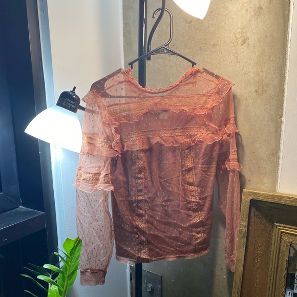 Express pink lace long sleeve blouse size medium - Picture 2 of 3